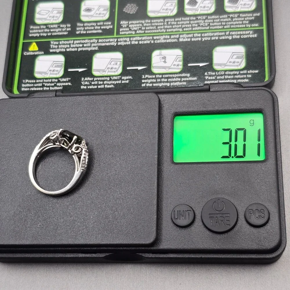 Sterling Silver Moldavite Statement Ring Size 5 Cathedral Setting Signed KYJ - Picture 14 of 15